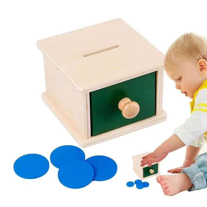 ילד צעצוע חינוכי ילדים מונטסורי קביעות האובייקט תיבת פטיש תיבת Macaron צעצועי עץ מטבע הכדור טקסטיל תוף במגירה קופסה