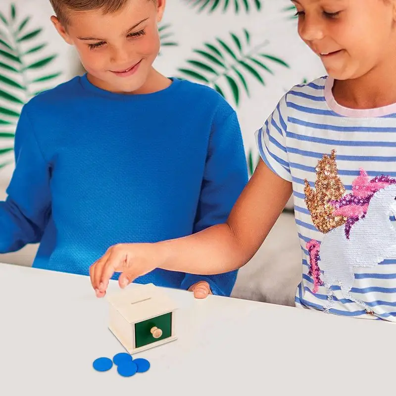 ילד צעצוע חינוכי ילדים מונטסורי קביעות האובייקט תיבת פטיש תיבת Macaron צעצועי עץ מטבע הכדור טקסטיל תוף במגירה קופסה