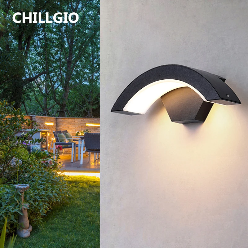 CHILLGIO חיצוני עמיד למים חכם מנורת קיר פטיו Gardern מנורות קיר גופי מודרני Wifi אפליקציה של שליטה מרחוק RGB הפנים אור Led