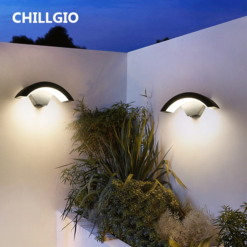 CHILLGIO חיצוני עמיד למים חכם מנורת קיר פטיו Gardern מנורות קיר גופי מודרני Wifi אפליקציה של שליטה מרחוק RGB הפנים אור Led