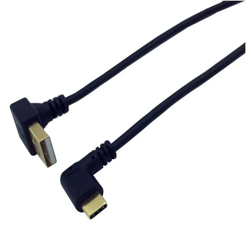 מצופה זהב זווית USB2.0 מסוג A זכר ל-USB3.סוג 1-C זכר ימינה ושמאלה בזווית נתונים USB סינכרון כבל הטעינה מחבר