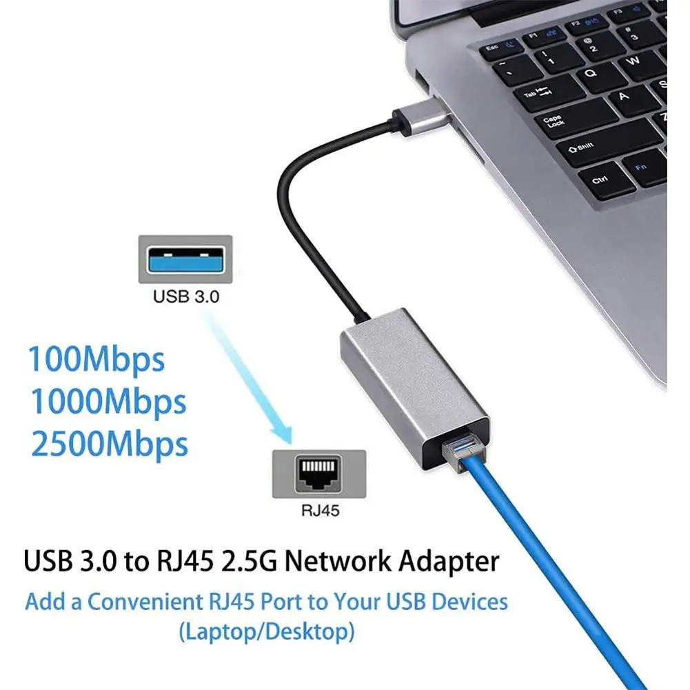 2.5 g כרטיס רשת Usb3.מ-0 ל Rj45 ממיר Gigabit Ethernet Lan מתאם רכזת נייד חיצוני כרטיס רשת