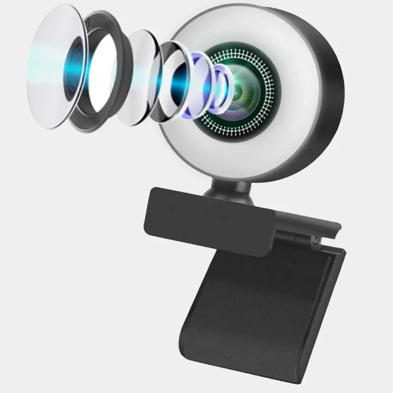 1080P Full HD Web Camera עבור מחשב נייד USB מצלמת אינטרנט עם מיקרופון טבעת אור אינטרנט קאמארה Webcamera
