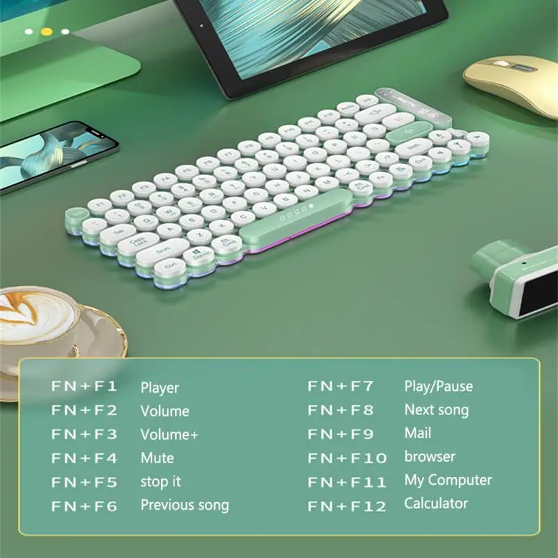 RYRA פאנק Recargeable Bluetooth אלחוטית 2.4 G Wireless Keyboard מצב כפול המשחקים מקלדות מחשב נייד מחשב אילם מקלדת