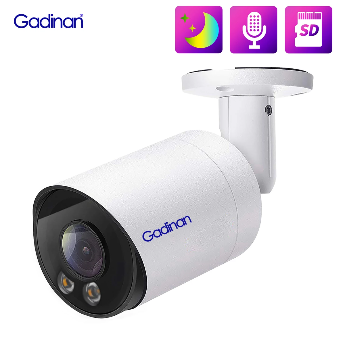 Gadinan 6MP SONY IMX335 חיצוני מצלמת IP H. 265+ אודיו צבע ראיית לילה SD 48V פו מצלמות מעקב במעגל סגור מצלמת וידאו Onvlf