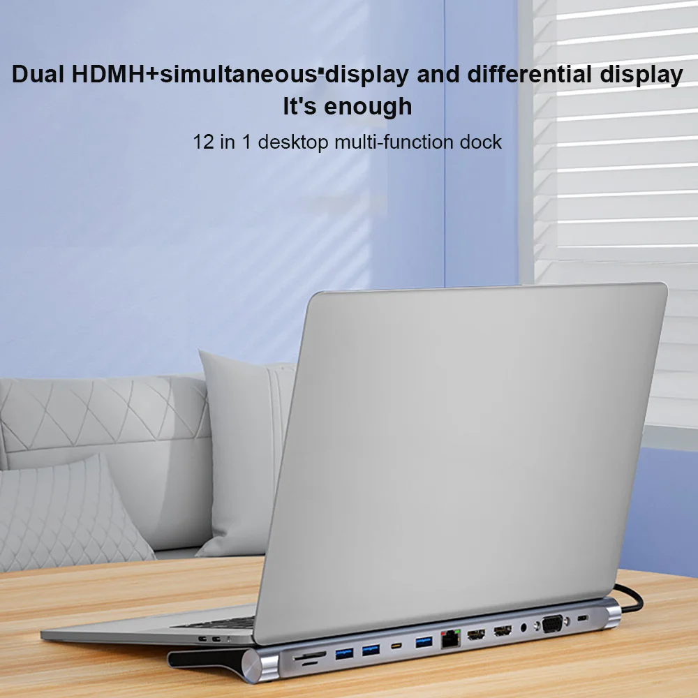 1/2/3PCS עם Sd / Tf קורא כרטיסים Usb C מתאם נייד מספר הרחבה Dual HDMI תואם-4k עם אודיו 3.5 מ 