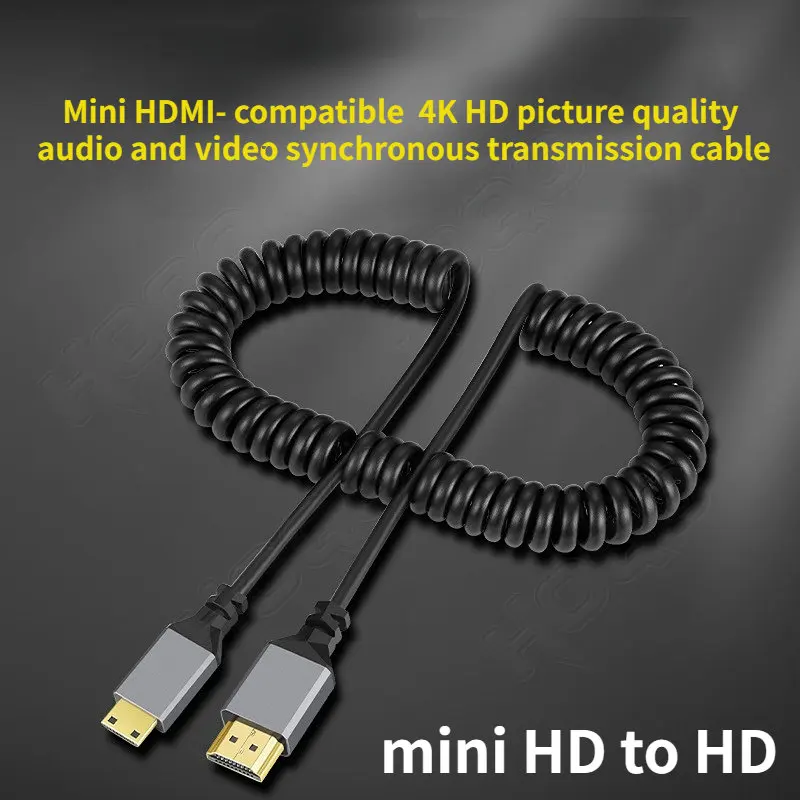 חדש סגסוגת אלומיניום מעטפת 4K@60HZ-HDMI תואם HD מיקרו HD/mini HD מפותל סיומת ספירלת כבל זכר זכר תקע כבל