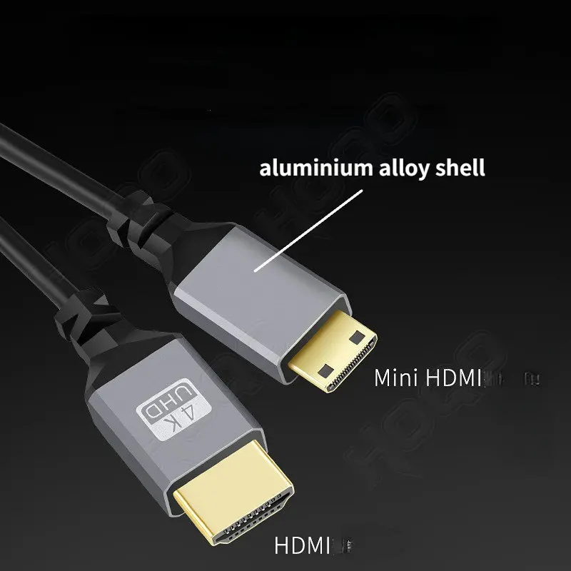 חדש סגסוגת אלומיניום מעטפת 4K@60HZ-HDMI תואם HD מיקרו HD/mini HD מפותל סיומת ספירלת כבל זכר זכר תקע כבל