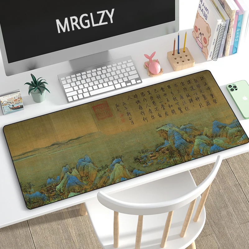 זרוק משלוח סינית בסגנון קליגרפיה הציור משטח עכבר גומי גדול השולחן מחצלת המשחקים משטח עכבר מקלדת Mousepad עבור חחח CSGO