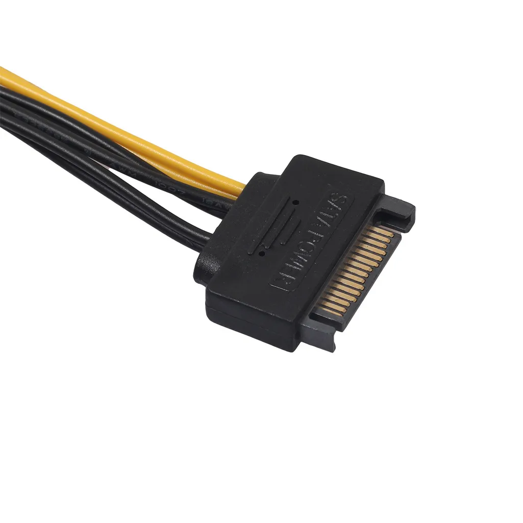 1/2/3PCS 15pin SATA זכר ל-8pin(6+2) PCI-E אספקת חשמל כבל 15cm SATA כבל 15 פינים ל-8 פינים כבל 18AWG חוט כרטיס גרפי