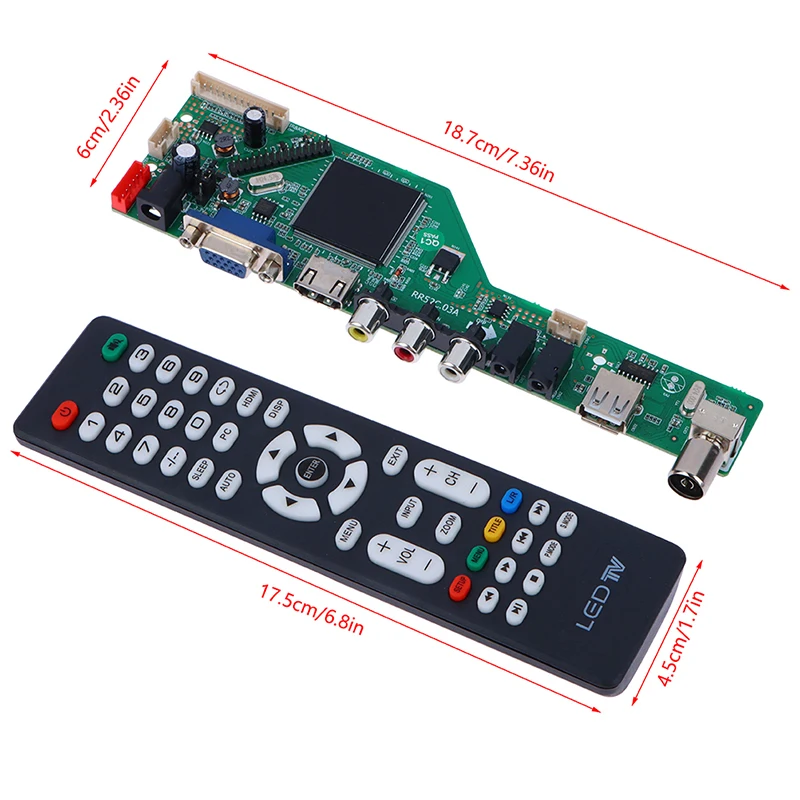 1Set טלוויזיה LCD לוח אם כונן לוח RR52C.03A תומכת ב, DVB-T DVB-T2 עם חינם-מפתח שלט רחוק