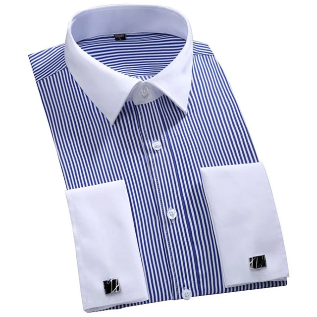 גברים צרפתים שרוול שמלת חולצה שרוול ארוך רשמיות עסקים כפתורים זכר חולצות רגיל מתאים חפתים חולצה בתוספת גודל 6XL