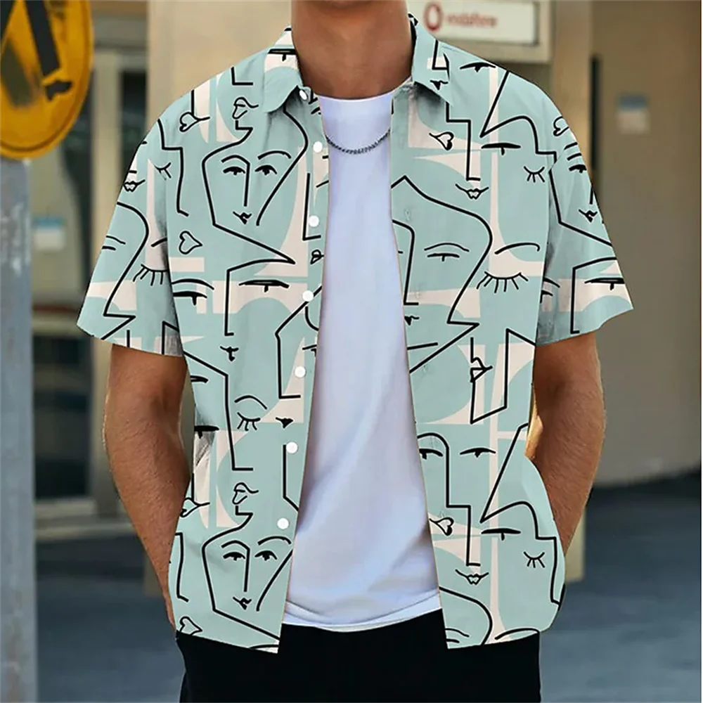 2023 גברים מזדמנים חולצות שרוול קצר חולצות קוקוס גרפי אופנת רחוב גדול לבוש בגדי קיץ חולצת הוואי Mens החדש