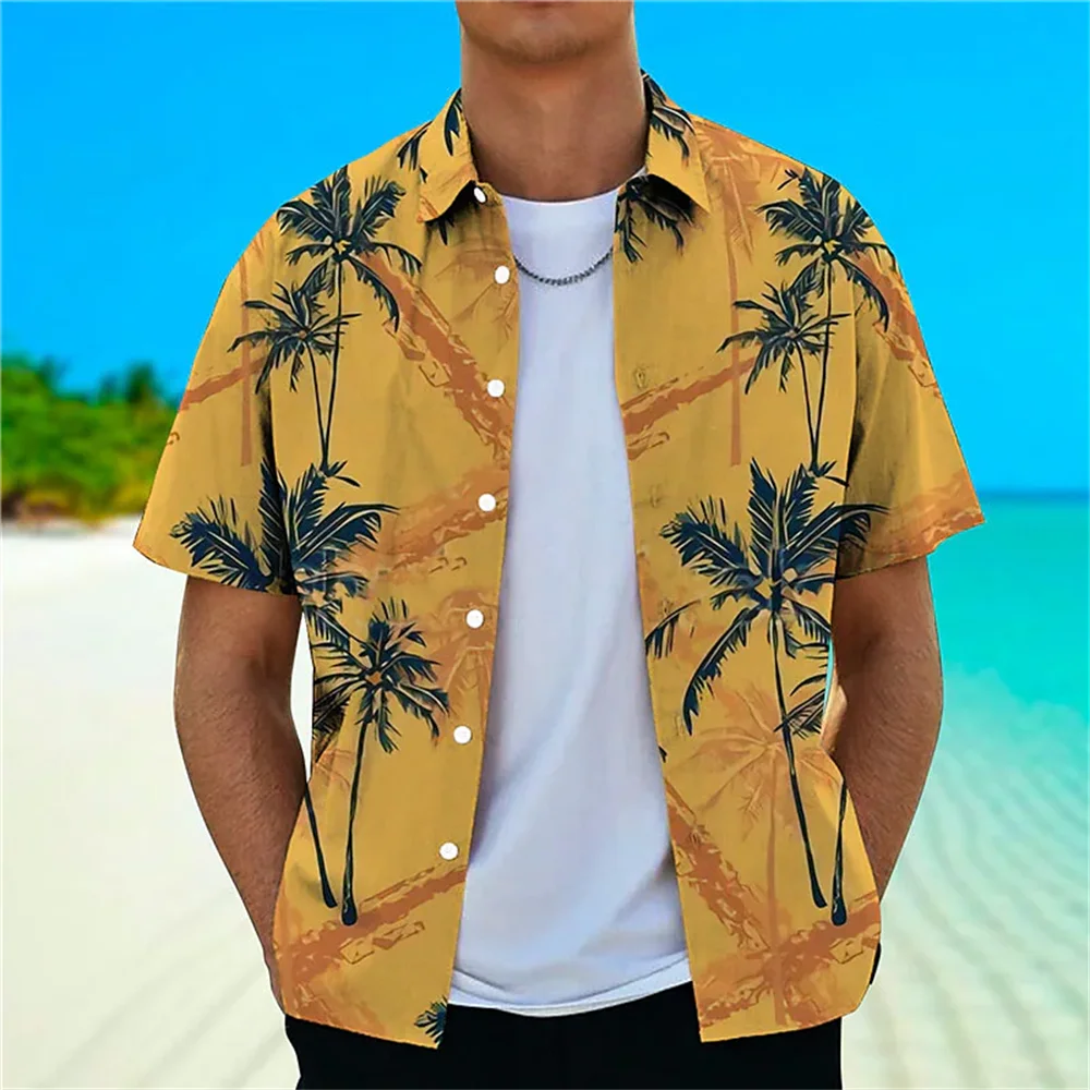 2023 גברים מזדמנים חולצות שרוול קצר חולצות קוקוס גרפי אופנת רחוב גדול לבוש בגדי קיץ חולצת הוואי Mens החדש