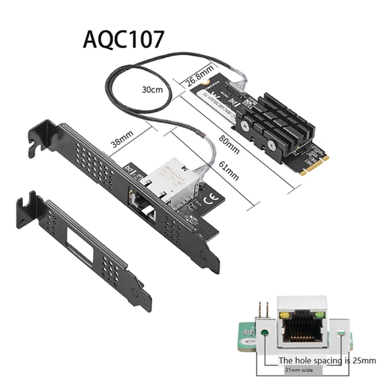 1 יח '10 Gigabit ניק B מפתח, מפתח M 10G/2.5 G/1000M RJ45 Lan רשת מתאם כרטיס AQC107 צ' יפ PC+מתכת