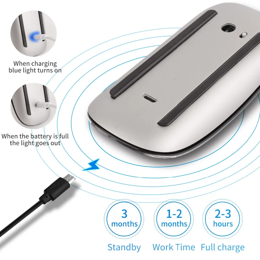 לייזר USB האלחוטי של 2.4 G עכבר מחשב קסם עכבר ארגונומי Arc Touch Ultra Slim Mause קטן USB 3D עכברים למחשב נייד