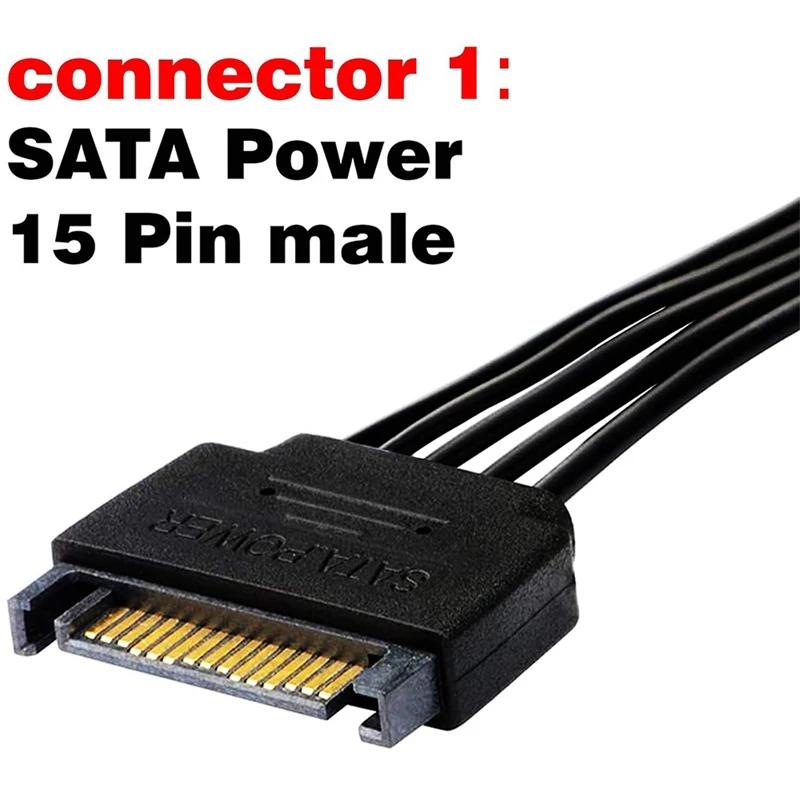 2Pcs SATA חשמל כבל מאריך,15 פינים SATA זכר ונקבה מאריך כבל חשמל כבל מתאם עבור כונן הדיסק קשיח HDD,SSD,30 ס 