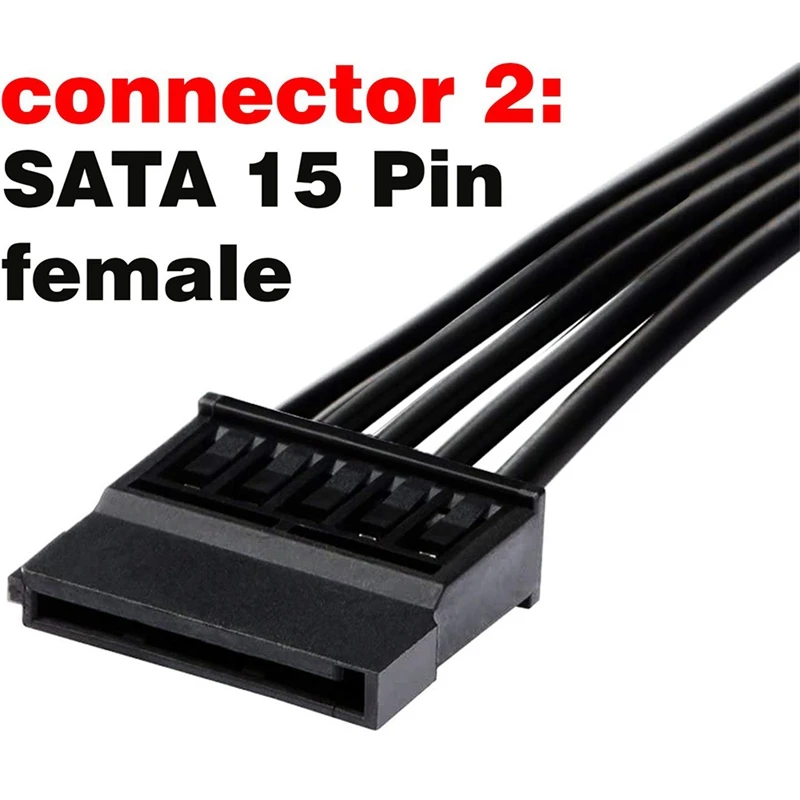 2Pcs SATA חשמל כבל מאריך,15 פינים SATA זכר ונקבה מאריך כבל חשמל כבל מתאם עבור כונן הדיסק קשיח HDD,SSD,30 ס 